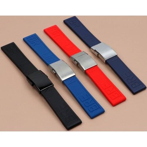 Thichness nature Silicone Rubber Watch band 22mm 24mm Watchband Bracelet For navitimer/avenger/Breitling strap Folding Buckle