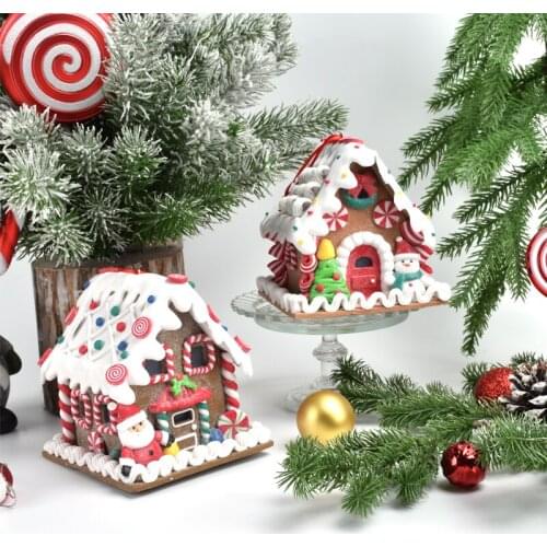Customized Christmas decorations bread soil candy house dress up pendant gingerbread house with light cake window layout