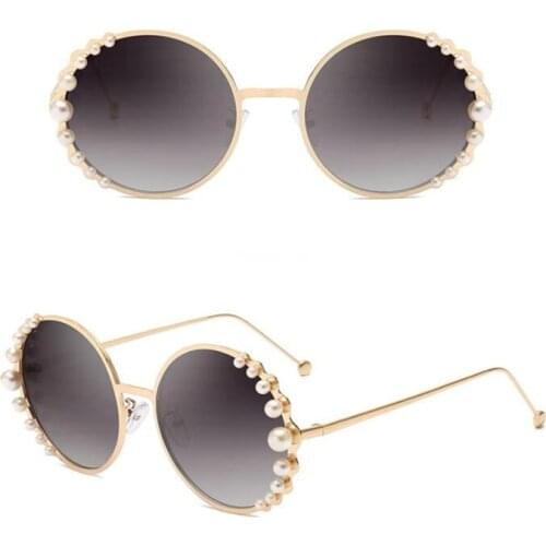 Zowensyh New fashion round frame sunglasses personality beads decorative sunglasses lady fashion metal sunglasses