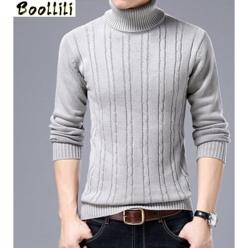2020 New Autumn Winter MenS Sweater Turtleneck Solid Color Casual Slim Fit Brand Knitted Pullovers