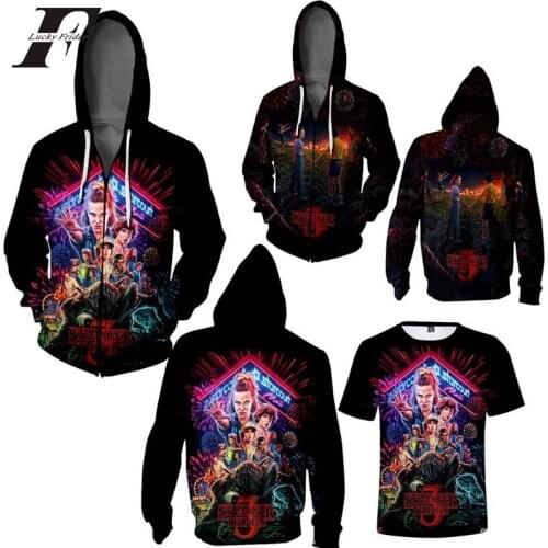 Dropship Stranger Things hoodie 3D hoodies sweatshirts Men/Women/kid Stranger Things 3 Tracksuit Hooded Zipper Jacket clothes