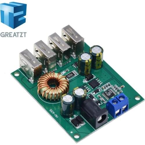 GREATZT DC DC 7V-60V to 5V 5A 4 Four USB Output Buck Converter Board Step Down Power Supply Module Car Charger High Speed