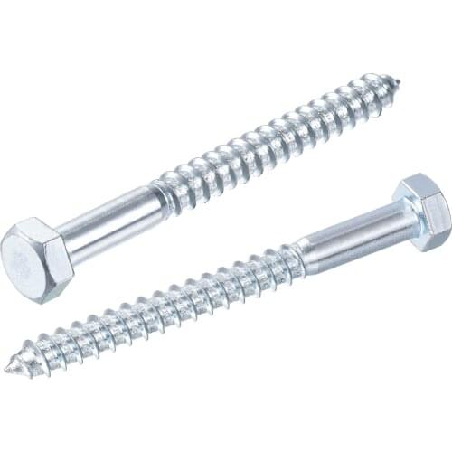 Uxcell Hex Lag Screws, M6 x 70mm Carbon Steel Zinc Plated Half Thread Self-Tapping Bolts for Wood Screw 25Pcs