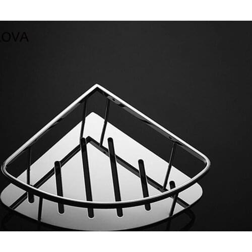 Mirror Polished Stainless Steel Bathroom Toilet Shelf Wall Mount Corner Bathroom Triangle Basket Single Tier