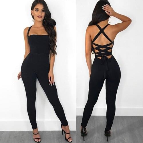 Women Sexy Rompers One Piece Bodysuit Sexy Bandage Backless Jumpsuits Female Jumpsuits Women Clubwear Overalls Playsuit