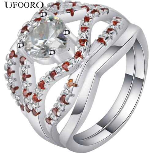 Summer new Fashion Hollow Halo Finger Band silver-color Ring for Women Transparent Crystal CZ Engagement Jewelry drop shipping