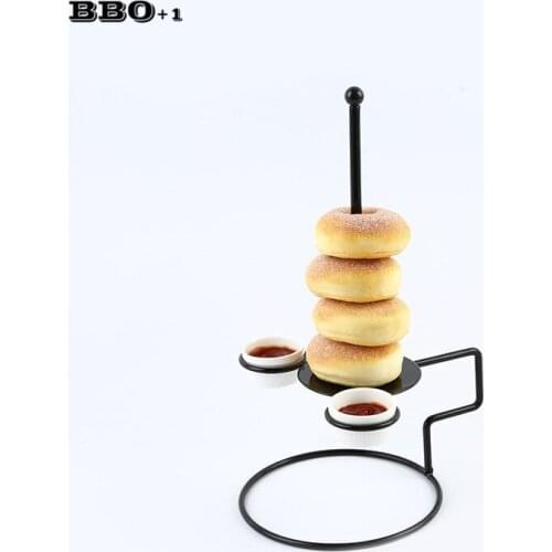 1pcs Food Rack+2 Sauce Cups Tableware Supplies Food Donuts Onion Brick Straps Spring Chicken Rack Features Bread Tower