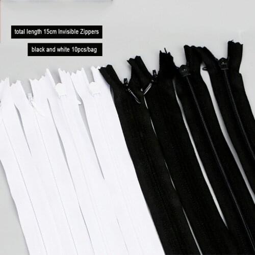 10pcs white black 15cm Long Invisible Zippers DIY Nylon Coil Zipper For Garment Sewing Handcraft Clothes Accessory
