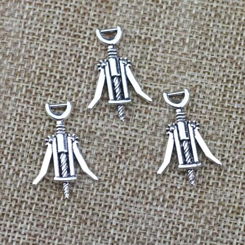 10 Pieces 17*26mm Mixed Alloy Antique Silver Color Bottle Opener Charms Vintage Pendant Accessory For DIY Jewelry Making