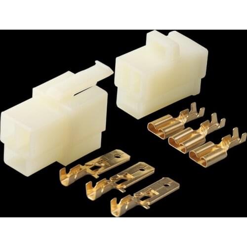 100Sets 3Pin 6.3 Type Automotive Wiring Harness Plug Connector With Pins 6120-2033 6110-4533