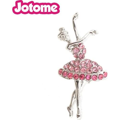 100pcs/lot Pink Ballet Dancer Brooch