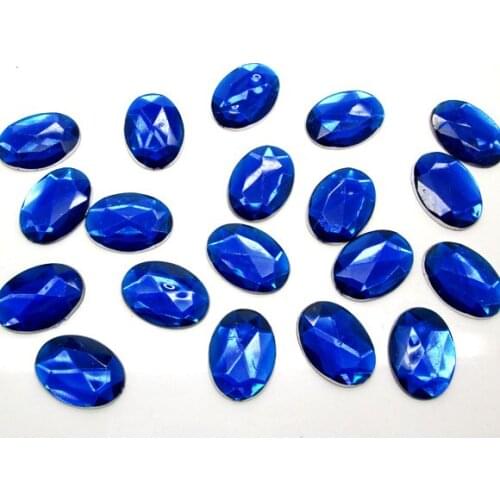 100Pcs Dark Blue Acrylic Oval Decoration Crafts Flatback Cabochon Scrapbooking Embellishments Beads Diy Accessories