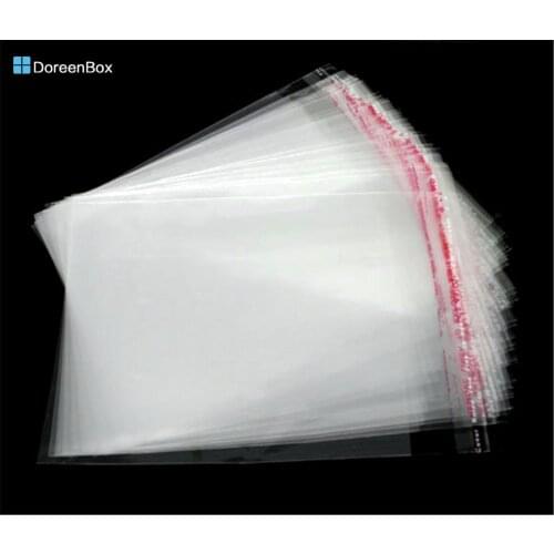 200 PCs Doreen Box Clear Self Adhesive Seal Plastic Bags 14cm x 8cm For Packing Beads Jewelry, Using size: 8x11cm