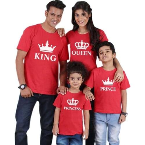 2020 Family Matching Clothes Cotton T-Shirt Father Mother Top Tshirt Daughter Son King Queen Men Women Shirt Plus Size Harajuku