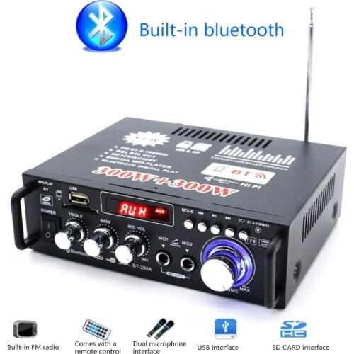 600W Car Amplifier LCD Display Digital HIFI Powers Amplifier Bluetooth FM Car Home Stereo Subwoofer W/Remote