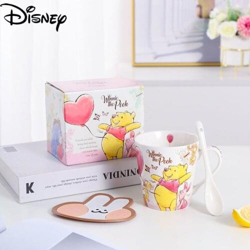 Disney Large Capacity Coffee Cup Breakfast Cup Exquisite Ceramics with Gift Box Spoon Mug Simple Cute Cartoon Printing
