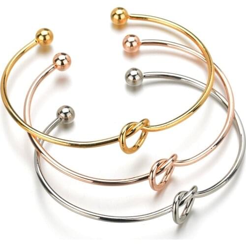 MESTILO 2019 New Personalized Knot Initial Bracelets Bangles Charm Open Cuff Bracelet Love Bangles For Women Jewelry Pulseiras