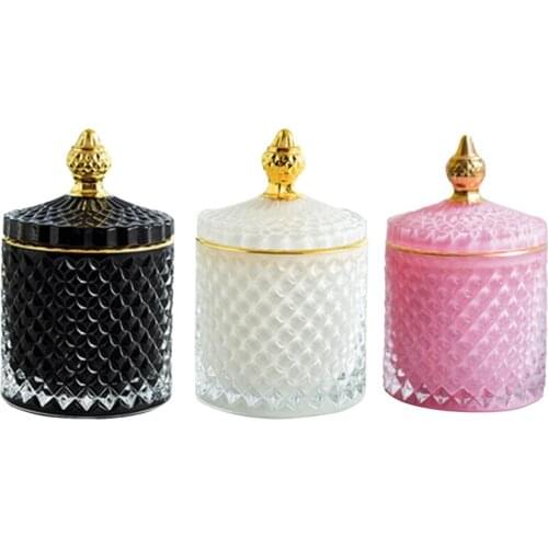 Household Aromatherapy Bottle With Lid Glass Storage Jar French Art Minimalist Cotton Swab Jewelry Storage Box