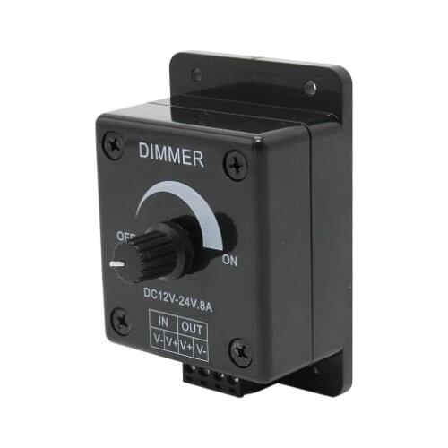 Black LED Dimmer DC 12V 24V 8A Adjustable Brightness Controller Switch Lamp Bulb Strip Driver Single Color Light Power Supply