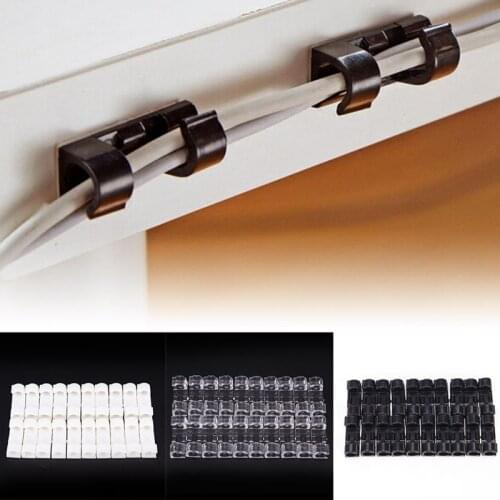 Hot 20pcs/lot Wire Fixing Clamp Clip Desktop Wire Clear Up Clips Holder Clamps Cable Clip Device USB Cord Clips Holder Organiser