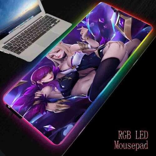 Mairuige Gaming Mouse Pad Two Sexy Beauties LED Animation Mouse Pad RGB Lighting USB Keyboard Color Computer Notebook Desk Mat