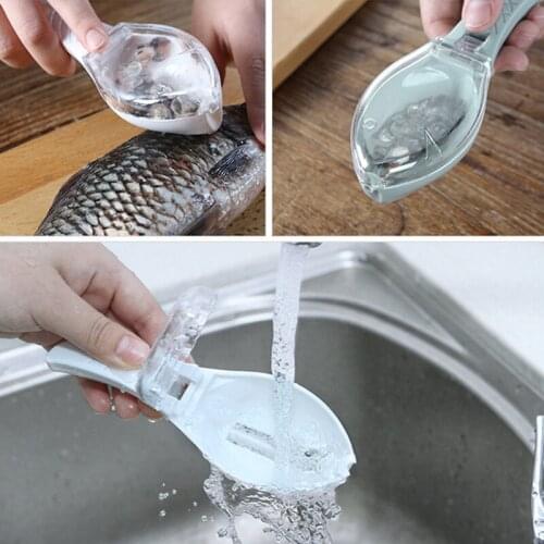 Fish Cleaning Tools Fish Scaler Knife Skin Remover Cooking Tools Plastic Scraping Scales Device Fishing Cleaner Kitchen Gadget