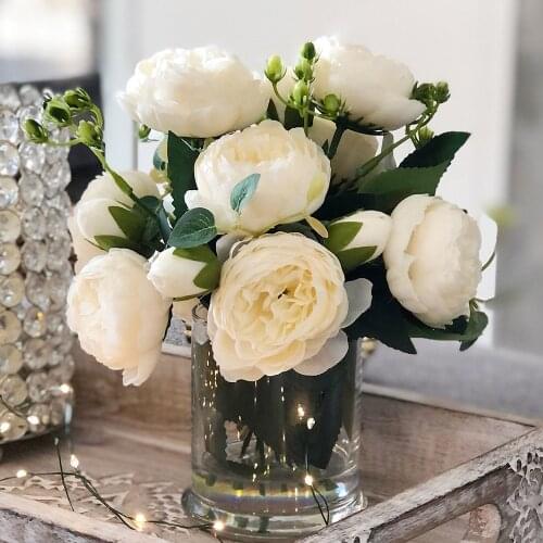 Artificial Flower Bouquet Silk Peony Bouquet Valentines Day Gifts DIY Home Wedding Decoration Fake Flowers Flores Artificiales