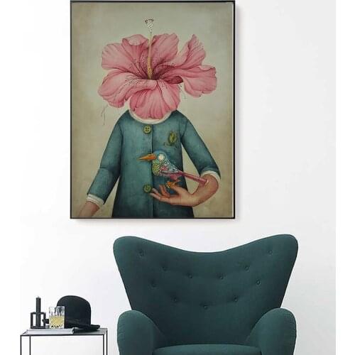 Nordic Abstract Art Poster Modern Print Canvas Painting Flower and Animal Picture Living Room Bedroom Wall Home Decoration Mural