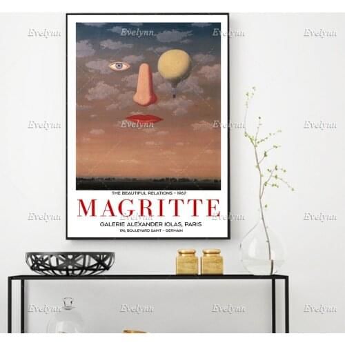 Rene Magritte Art , The Beautiful Relations Poster, Magritte Exhibition, Wall Art Prints Home Decor Canvas Gift Floating Frame