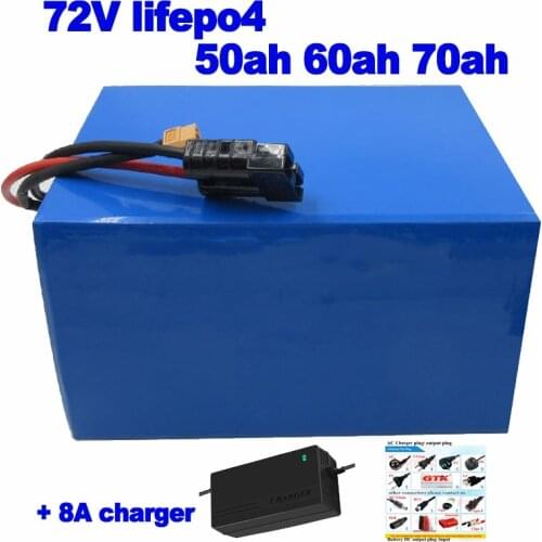 LiFePO4 72v 50ah 60ah 70ah lithium iron phosphate Battery Pack Golf cart off-grid power EV solar energy forklift + 8A charger