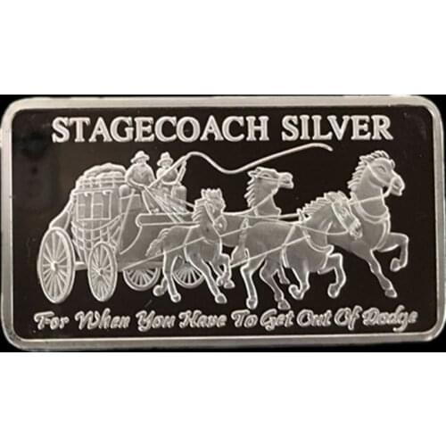 5 pcs Non magnetic The Brand new Stagecoach ingot bar silver plated coin 50 mm x 28 mm collectible souvenir decoration coin