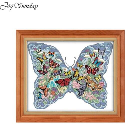 Joy Sunday Butterfly Stamped Cross Stitch Kit DMC 11 14CT Animal Cotton Thread Painting Printed Canvas Embroidery Needlework Set