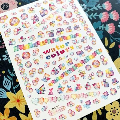 Newest TSC-129-184 Red heart horse mermaid 3d nail art sticker nail decal stamping export japan designs rhinestones decorations