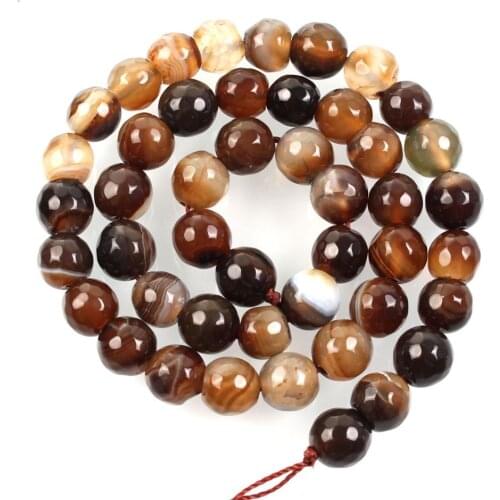 Natural Stone Tangent Coffee Vein Stripe Agates Charm Round Loose Beads For Jewelry Making Needlework Bracelet DIY Strand 4-12MM