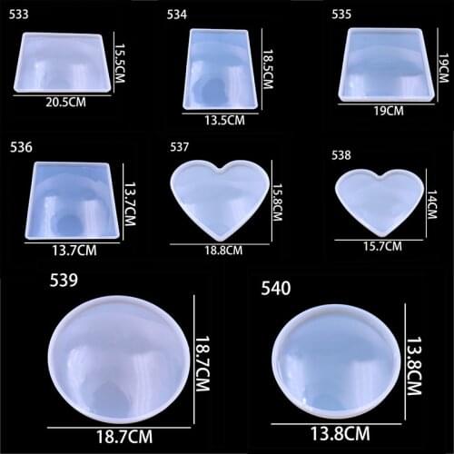 QIAOQIAO DIY Silicone Mold Large Round Full Mirror Surface Glue Clay Plate Silicone Mold Translucent Large Kitchen Baking Mold D