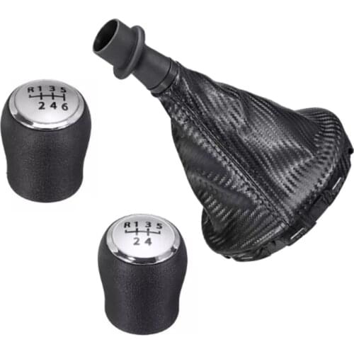 5 6 Speed Gear Knob Shift Head + Dust Cover Gaiter Boot Cover Carbon Fiber Leather For VW Transporter T5 T5.1 2003-2011 #161412