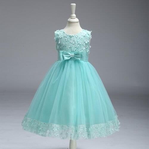 Summer 2021 Sequined Embroidery Floral Lace Chiffon Flower Tulle Dress Princess Wedding Birthday Party Formal Dress
