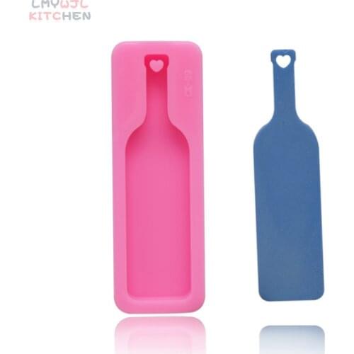 DIY Silicone Mirror Epoxy Red Wine Bottle Heart-shaped Hole Keychain Pendant Mold Wine Bottle Fondant Cake Baking Resin Mold