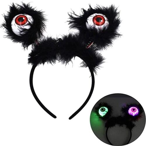 Amawill Halloween Led Eyeball Headband Hoop Costume Accessories for Halloween Party Horror Glowing Dress Up Props Headwear