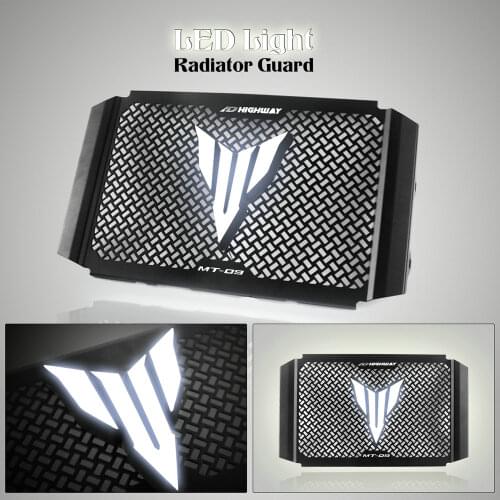 LED Light Bumb Motorcycle Radiator Grille Cover Guard Aluminum Oil Cooler Protection Protetor for YAMAHA MT09 Tracer 900 XSR900