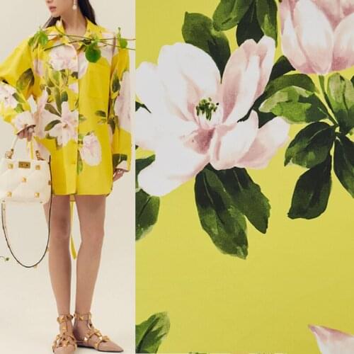 Pink Flowers Pure Cotton Fabric For Dress Платье Tissus Au Mètre Telas Por Metro Sewing Ткань Для Шитья Vestidos Coton Ткани