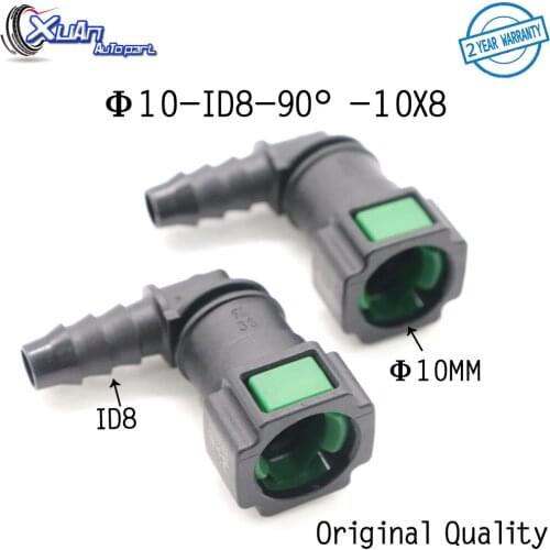 XUAN 2ps 10mm ID8 90 degree Female Plastic Connector Auto Fuel Line Quick Connector Gasoline Filter Connector with double lock