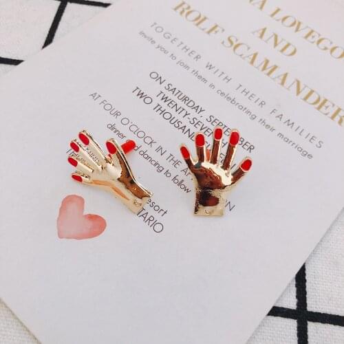 4 pieces of DIY jewelry accessories red nail small palm alloy handmade jewelry accessories earrings earrings material