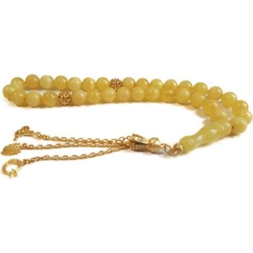 925 Sterling Silver Tassel Rosary with Drop Amber Stone Natural Stone Beads Middle East Prayer Islamic Muslim Tasbih