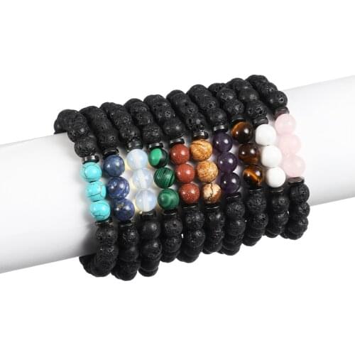 ASHMITA 2019 Lava Rock 8mm Natural Beaded Braided Black Healing Balancing Energy Bracelet For Women Men Power Bangle Best Gift
