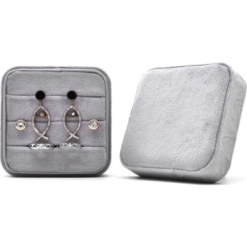 K3ND Velvet Ring Box, Square Vintage Wedding Ceremony Ring Box Jewelry storage box with Detachable Lid, Engagement Ring Box Slim