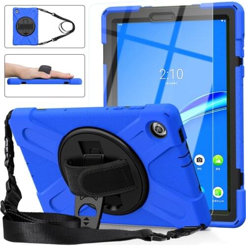 Case For Lenovo Tab-X306F/X Rotating strap Cover For Lenovo Tab M10 Plus TB-X606/X306 Kids Safe Shockproof Armor cover+Glass+Pen