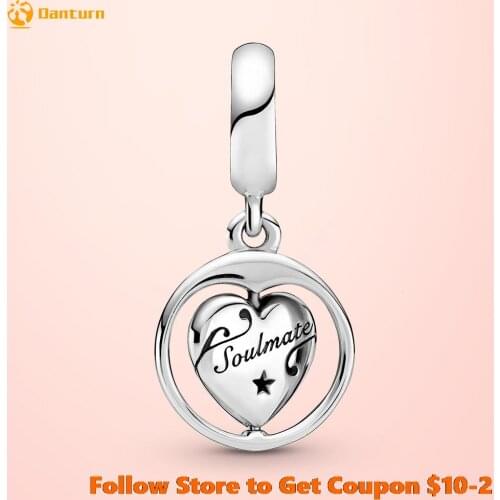 Danturn 925 Sterling Silver Spinning Forever & Always Soulmate Dangle Charm Fit Original Pandora Bracelets forWomen Jewelry Gift
