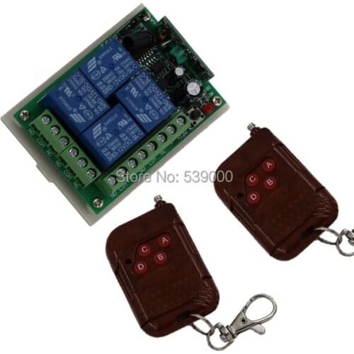 DC 12V 4 CH RF Wireless Remote Control Switch System 315/433MHZ 4CH 10A Remote Control Receiver