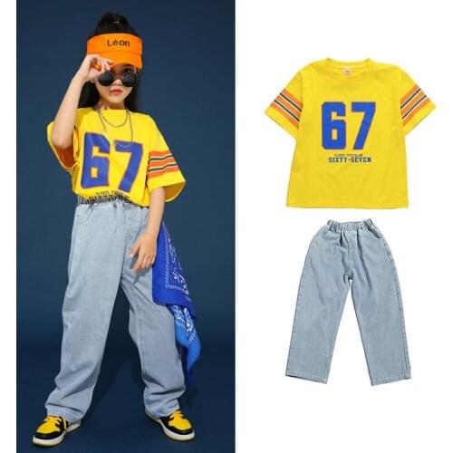 Jazz Dance Costumes Kids Printing Street Dance Hiphop Practice Wear Hip Hop Performance Clothing Dancing Rave Clothes DC4875